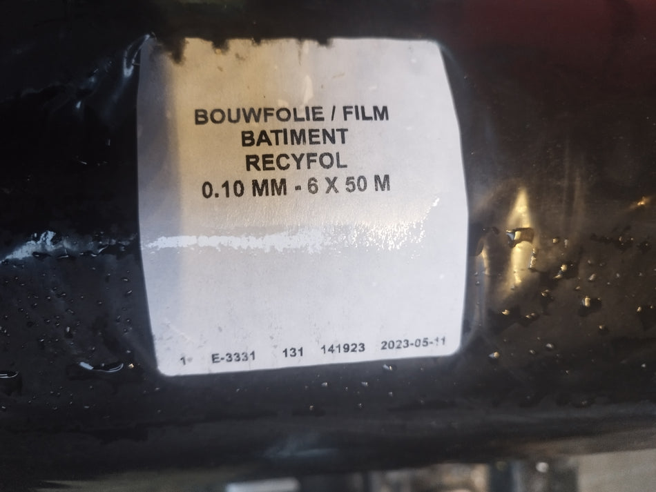 LDPE-bouwfolie: Recyfol - 50x6M x 0,1 mm - donkergrijs/zwart