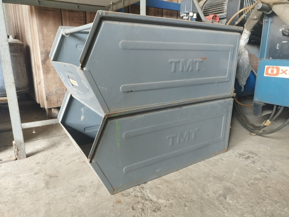 Metalen TMT grijpbak 70x46x30 cm - 3 stuks - stapelbaar - industrieël