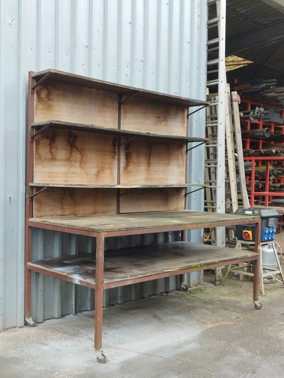 Mobiele metalen werktafel met multiplexplaten - 200x100 cm