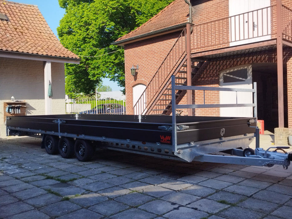 Te HUUR - Henra PL35 geremde aanhangwagen MTM 3500kg - laadruimte => 702x248 cm (rijbewijs BE)