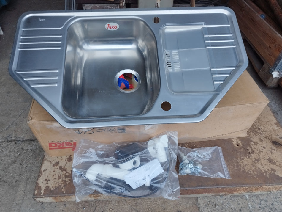 Teka spoelbak Cosmos 45 Eck 2HL - 88.4 x50.4 cm - 2 kraangaten - INOX - Nieuw!