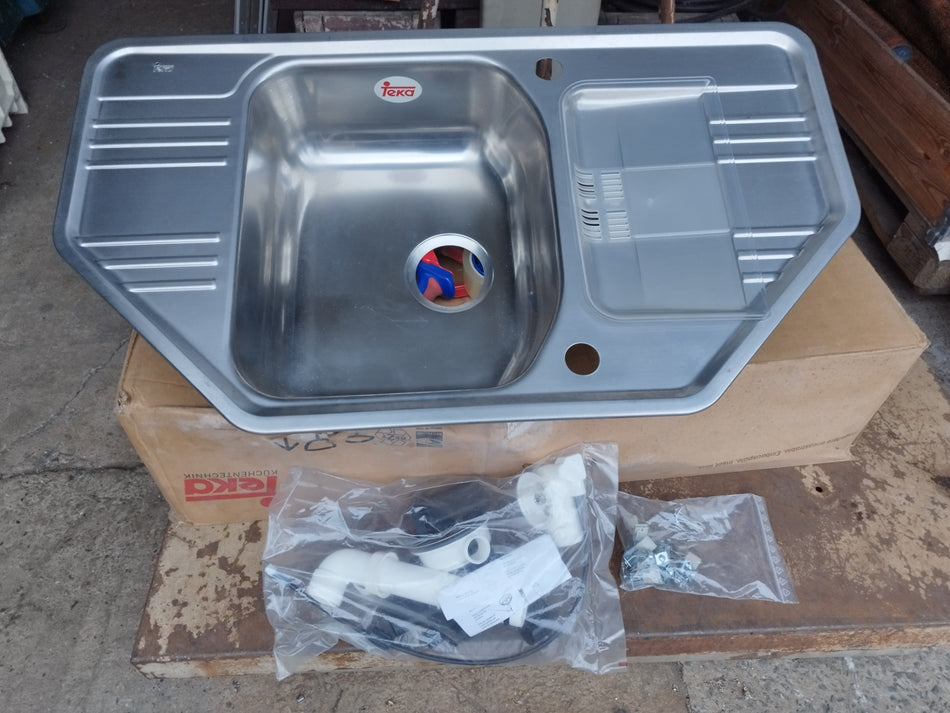 Teka spoelbak Cosmos 45 Eck 2HL - 88.4 x50.4 cm - 2 kraangaten - INOX - Nieuw!