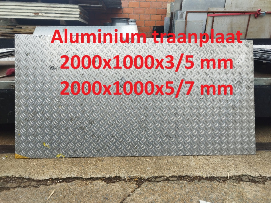 Aluminium traanplaat 2000x1000x3/5 of 5/7 mm
